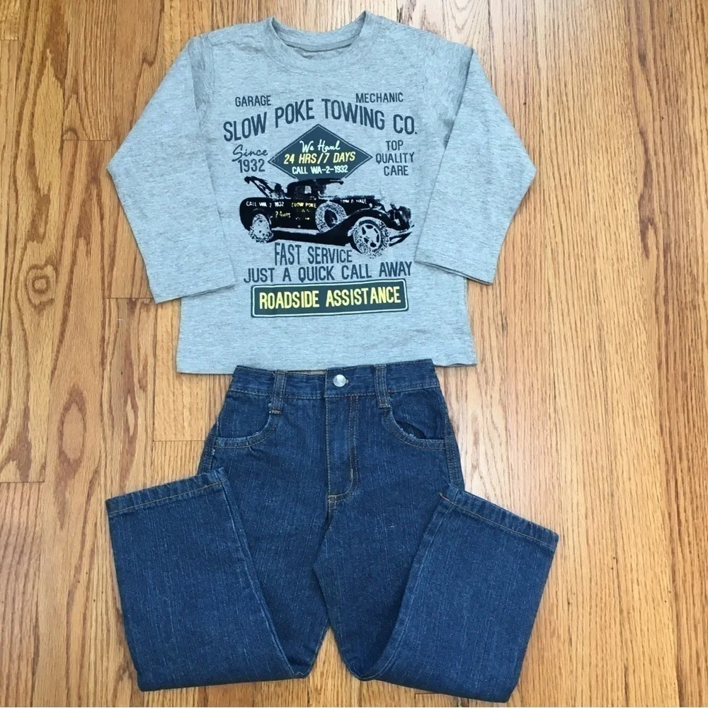 Zboyz Wear toddler boy long sleeve t-shirt & pull on jean 2-pcs sets